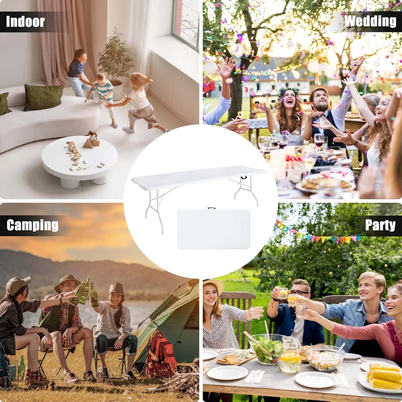 8ft Multi-purpose Outdoor Folding Picnic Table J611