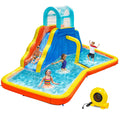 Inflatable Water Slide Park with Spray Pool, Bounce House with Climbing Wall and Blower M26094