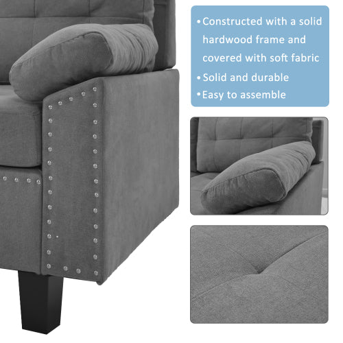 Grey Sectional Sofa Set with Chaise Lounge and Storage Ottoman O620763