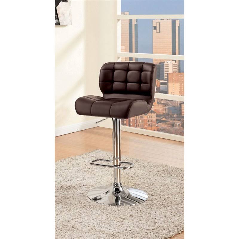 Brown Faux Leather Adjustable Bar Stool E39500