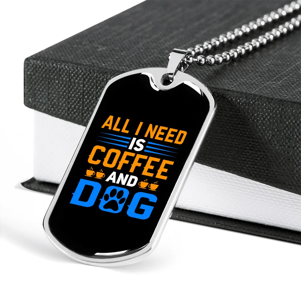Stainless Steel or 18k Gold Dog Tag Necklace with 24" Chain M8931