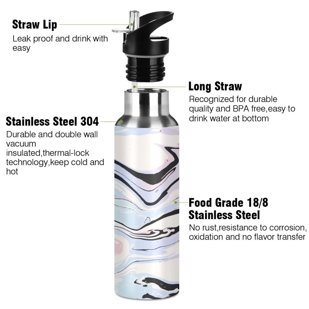 Stainless Steel Vacuum Insulated Water Bottle with Straw Lid 20 OZ O373