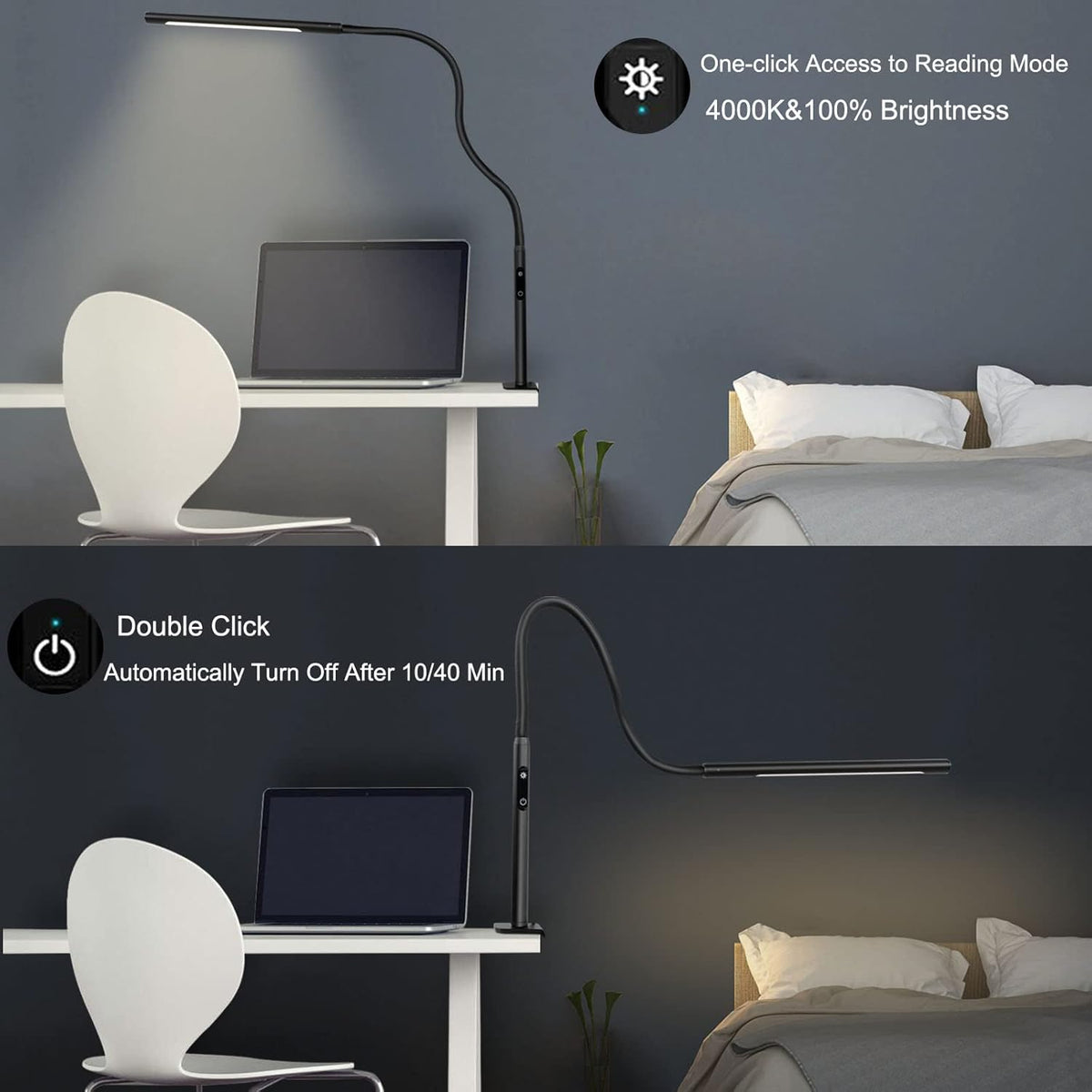 Black Swing Arm LED Desk Lamp with Remote Control R825884