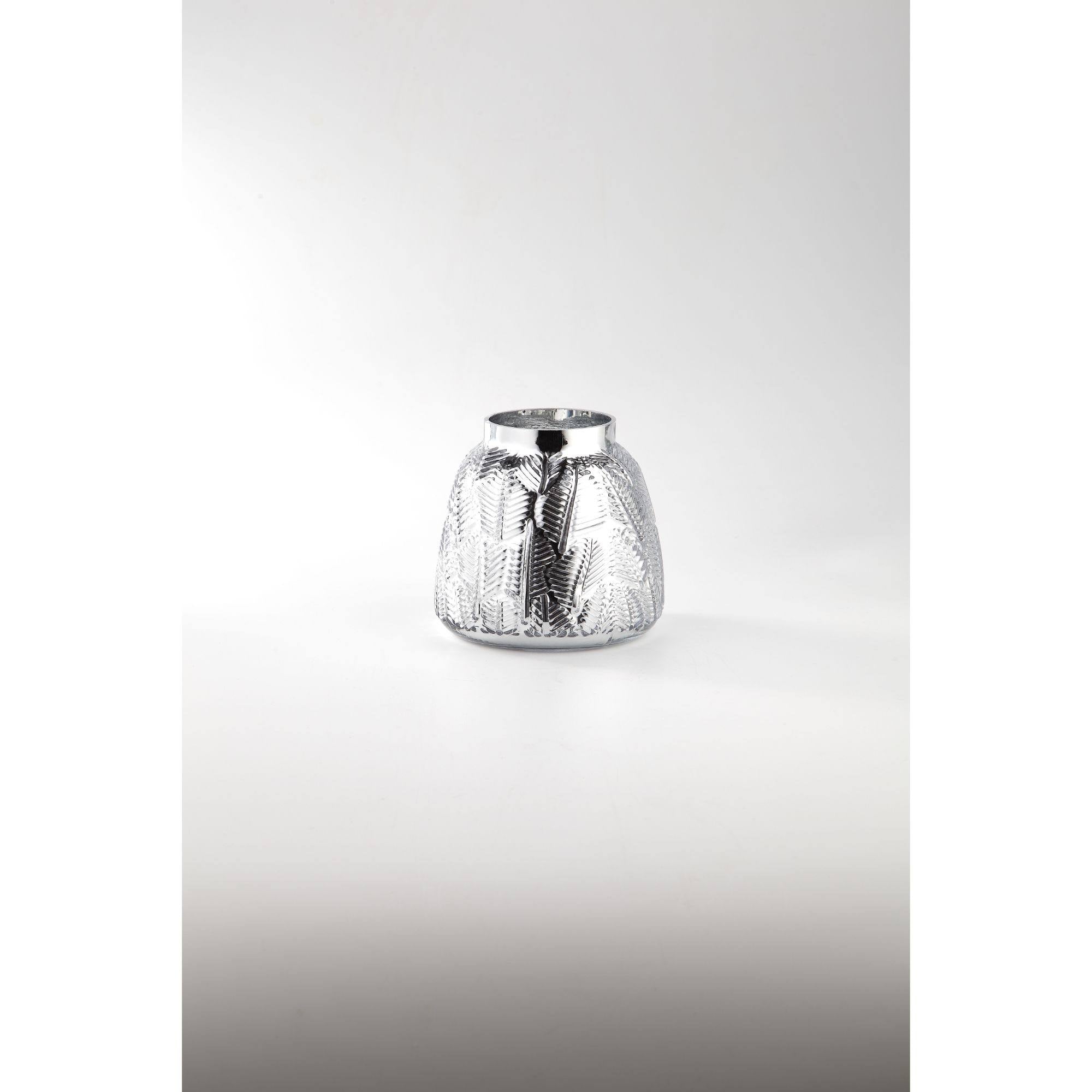 Metallic Silver Hand-Blown Glass Tabletop Decor B66499