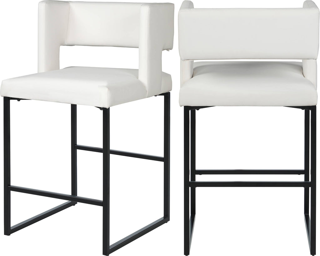 White Faux Leather Counter Stool Set of 2 Y3806