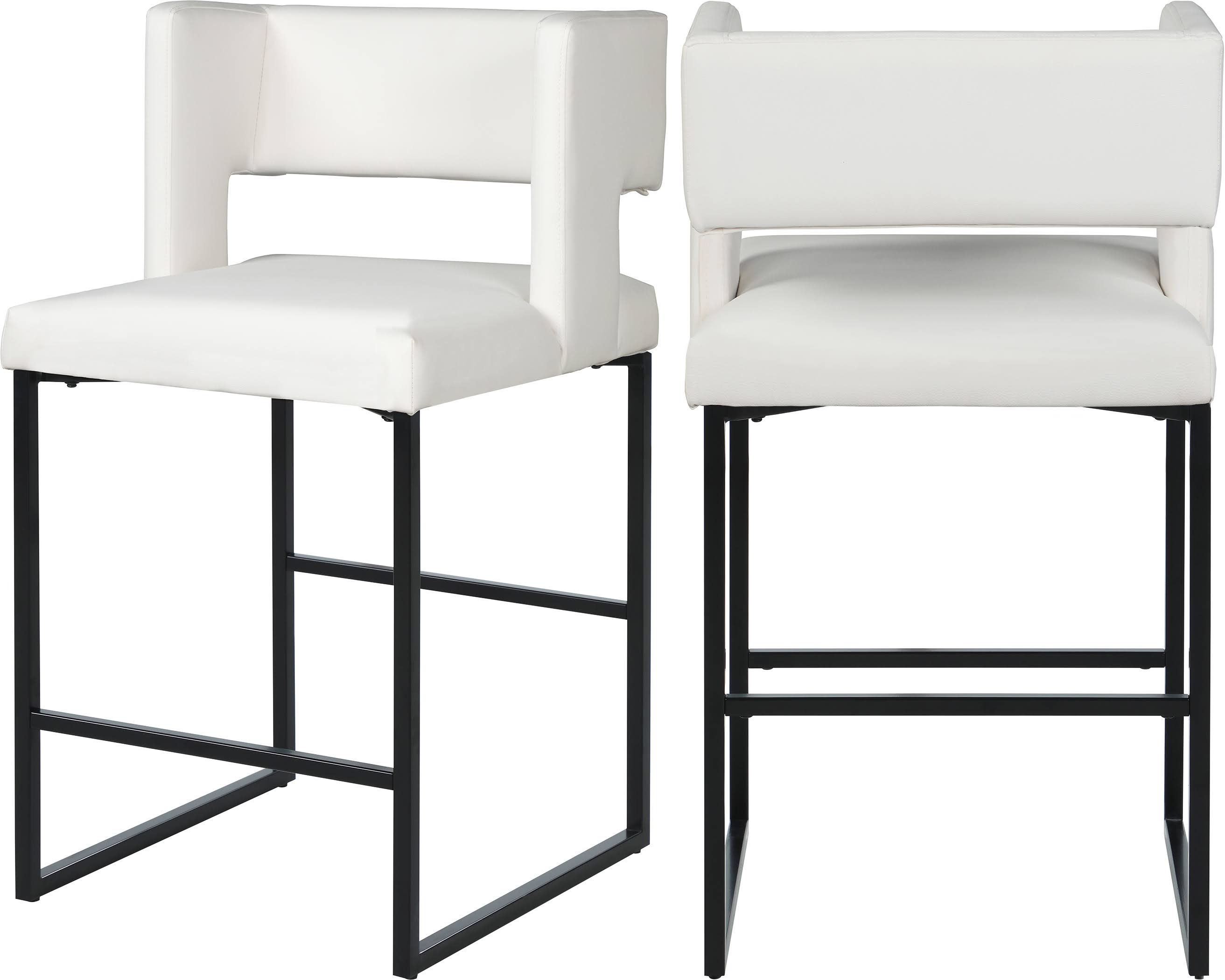 White Faux Leather Counter Stool Set of 2 Y3806