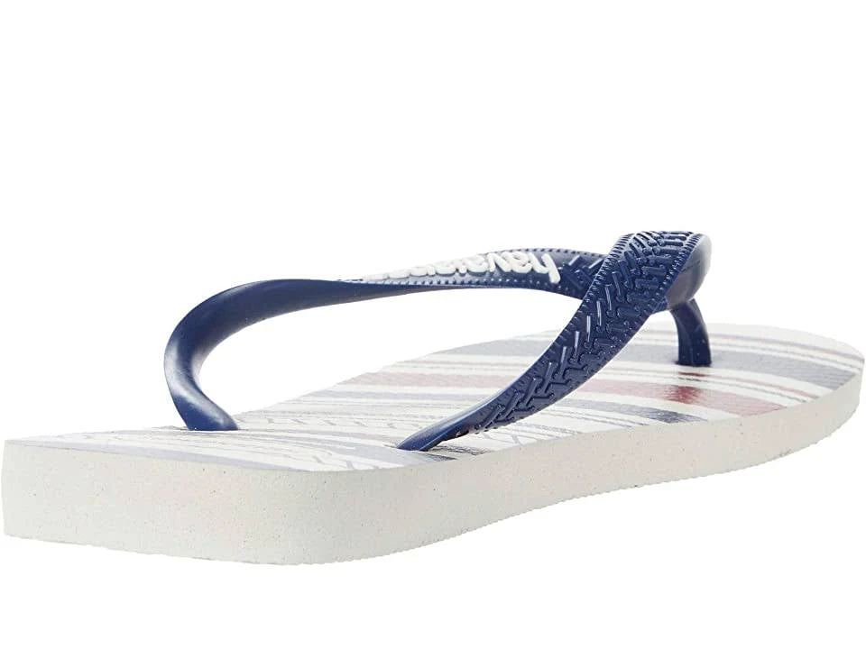 White/Navy Blue/White Flip Flops F694