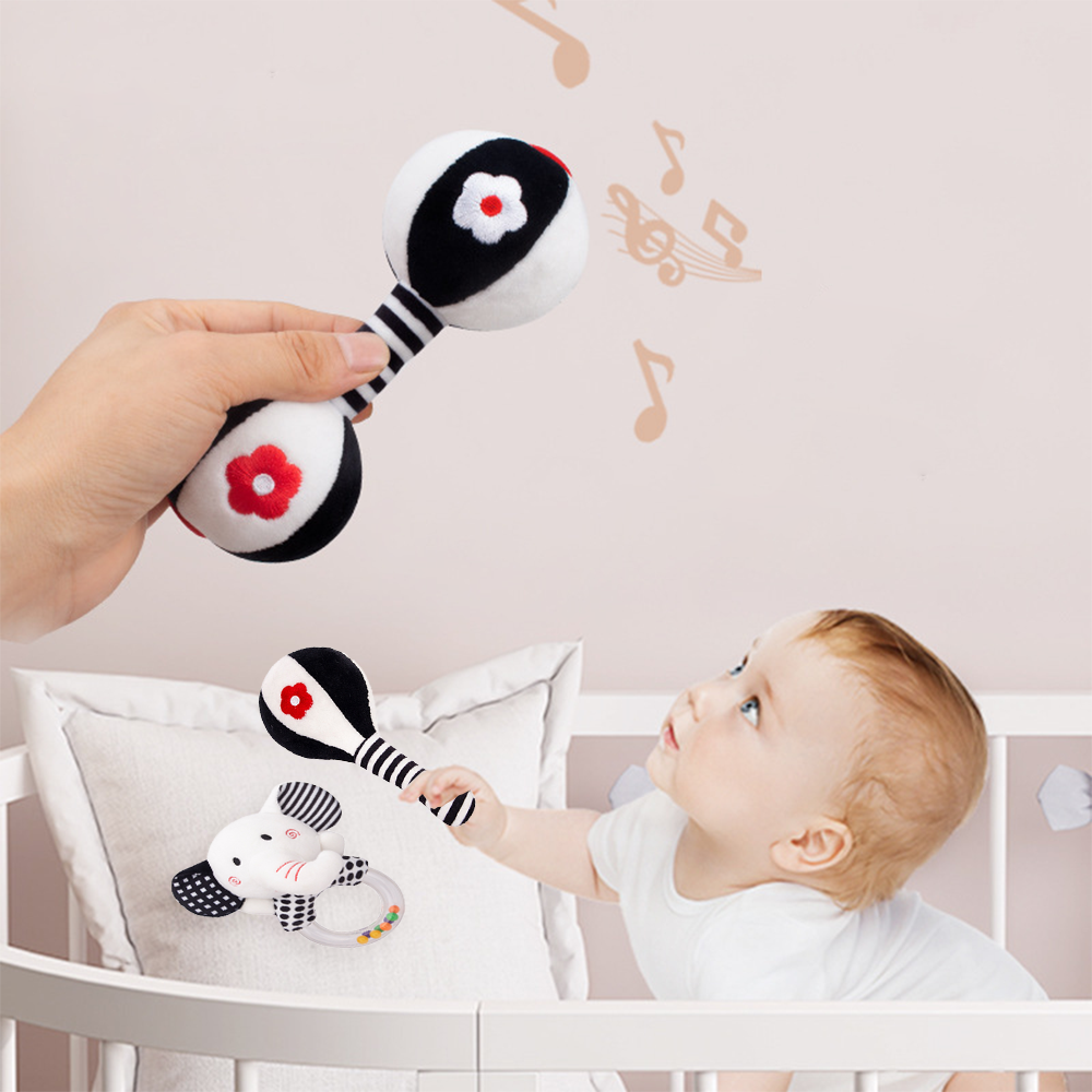 3PCS Soft High Contrast Black and White Baby Rattles N681