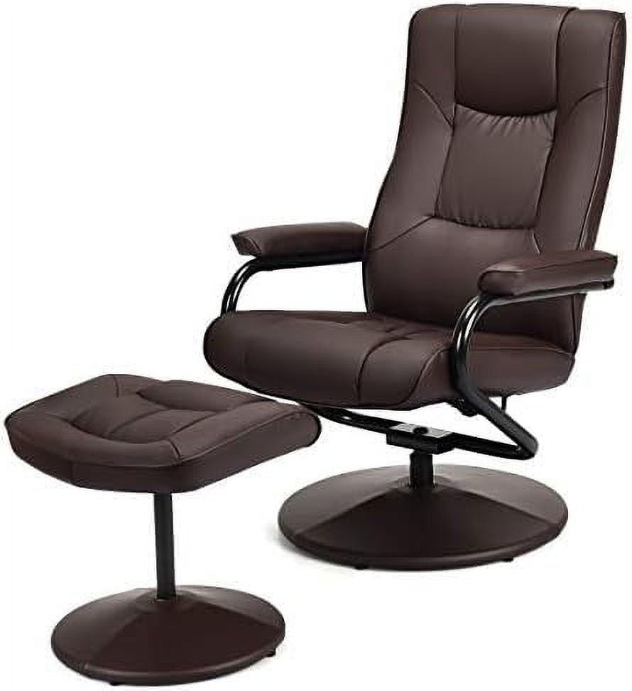 Gray PU Leather Recliner Chair with Ottoman F535