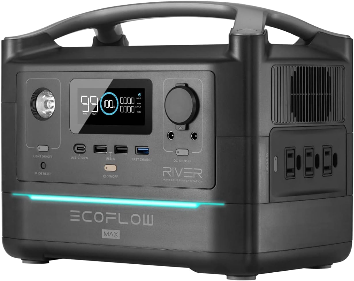 Portable Power Station 576Wh 3 x 600W AC Outlets Solar Generator W270579