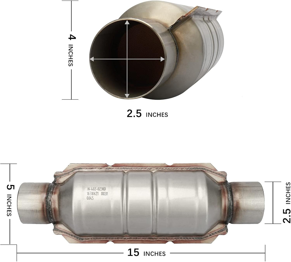 2.5" Inlet/Outlet Universal Catalytic Converter with O2 Port & Heat Shield M969723