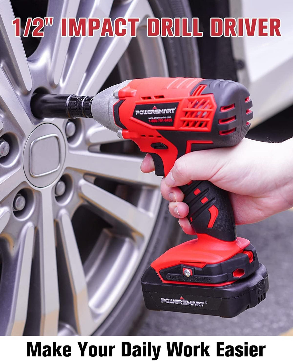 Cordless Impact Wrench 3-in-1, 20V Battery and Fast Charger, Pack of 2 Q84754