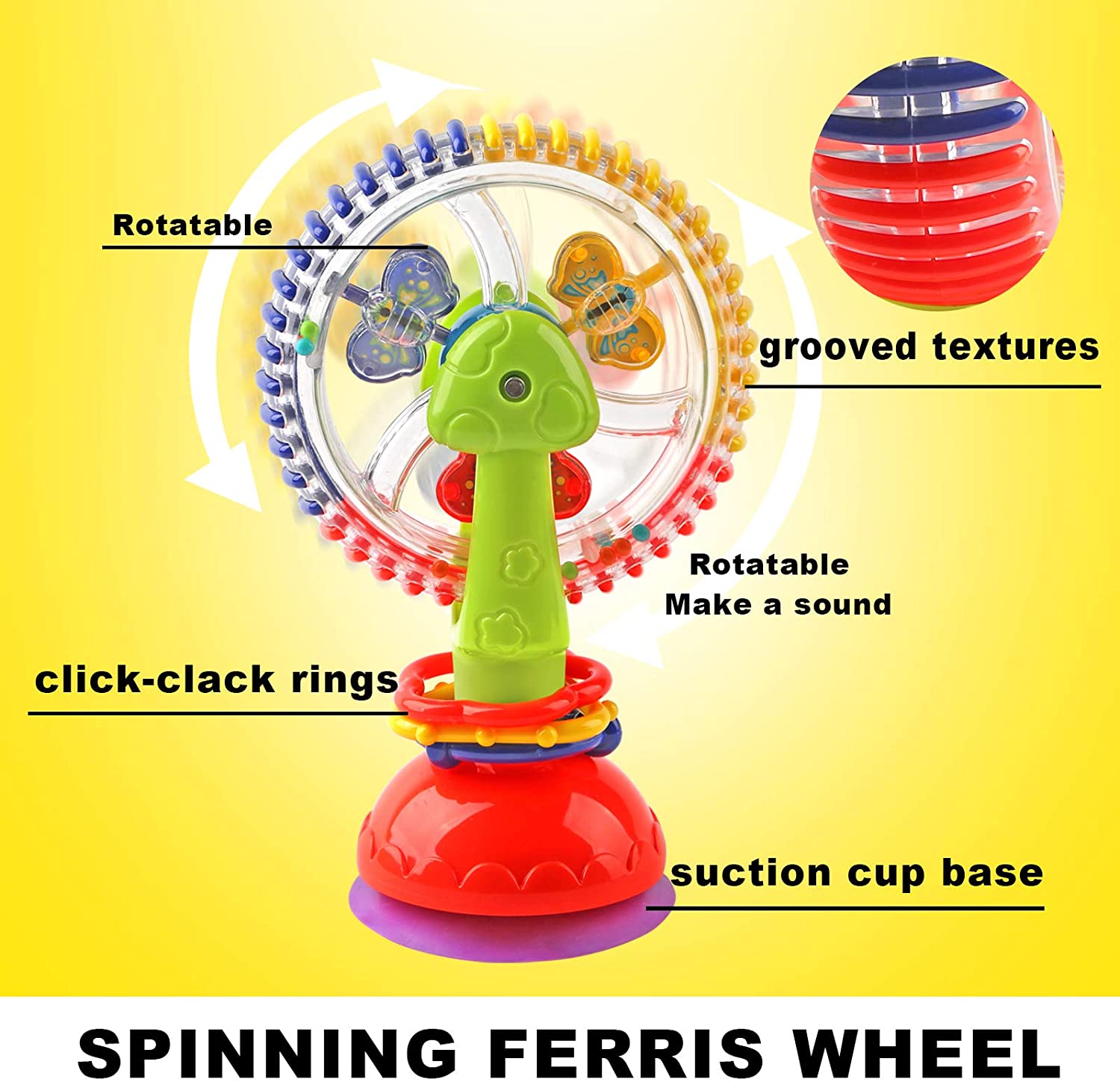 Baby Rattle Toys with Suction Cup Grab Shaker and Spin F767759