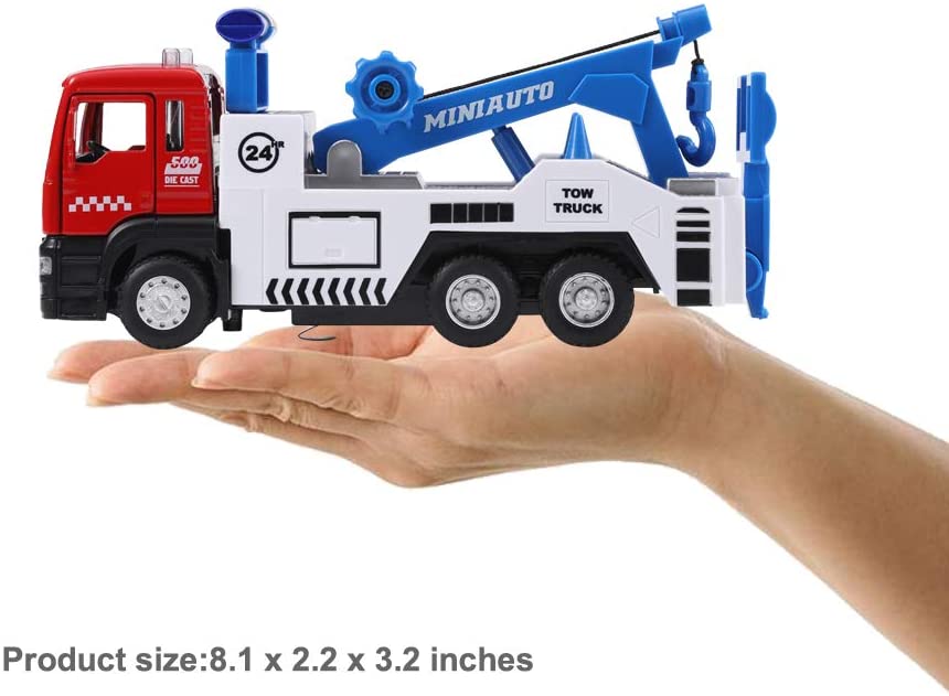 Toy Tow Truck Pull Back Toy Cars with Lights and Sound P233476
