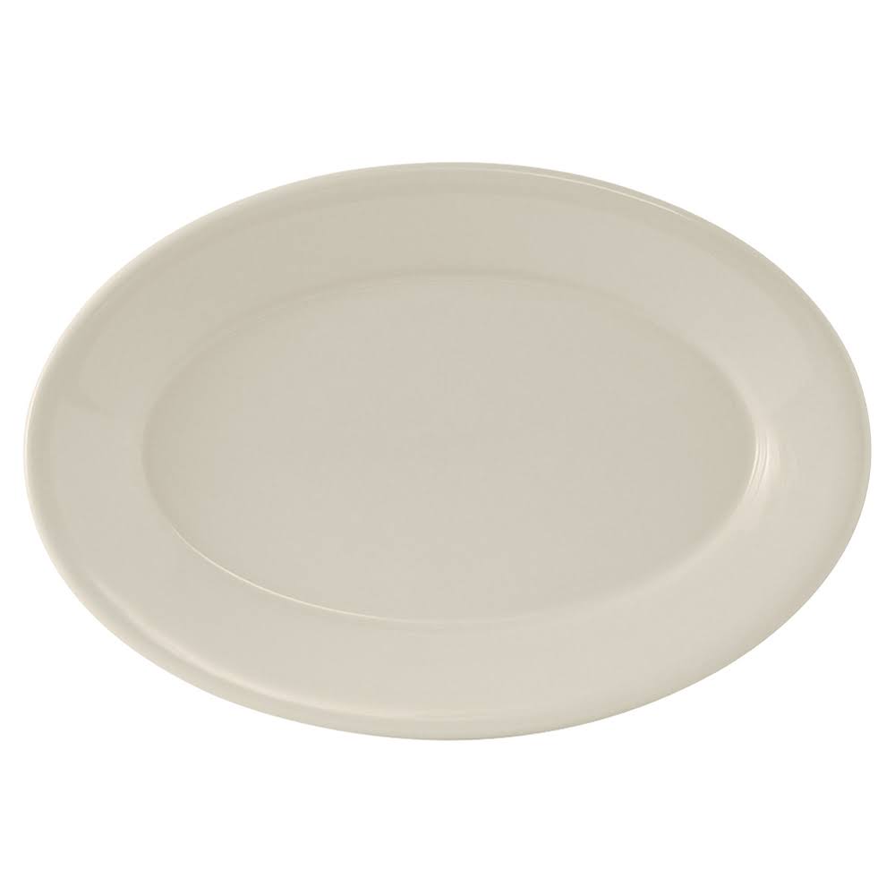 American White Eggshell Wide Rim Rolled Edge Oval China Platter B557