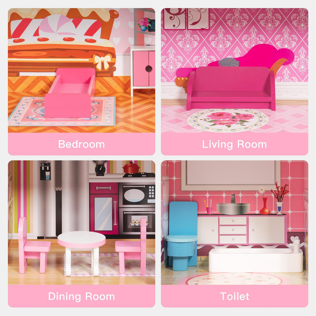 Dollhouse Kit with Accessories and Furniture, 31.1'' x 11.4'' x 42.5'' Z856392