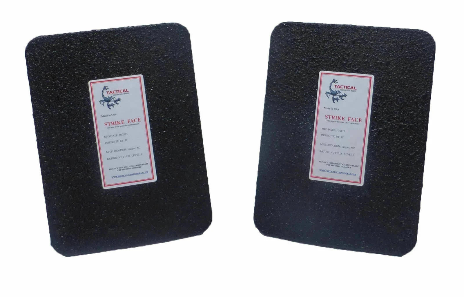 Level III AR500 Steel Body Armor Pair 6x8 Curved Plate Coated N2292