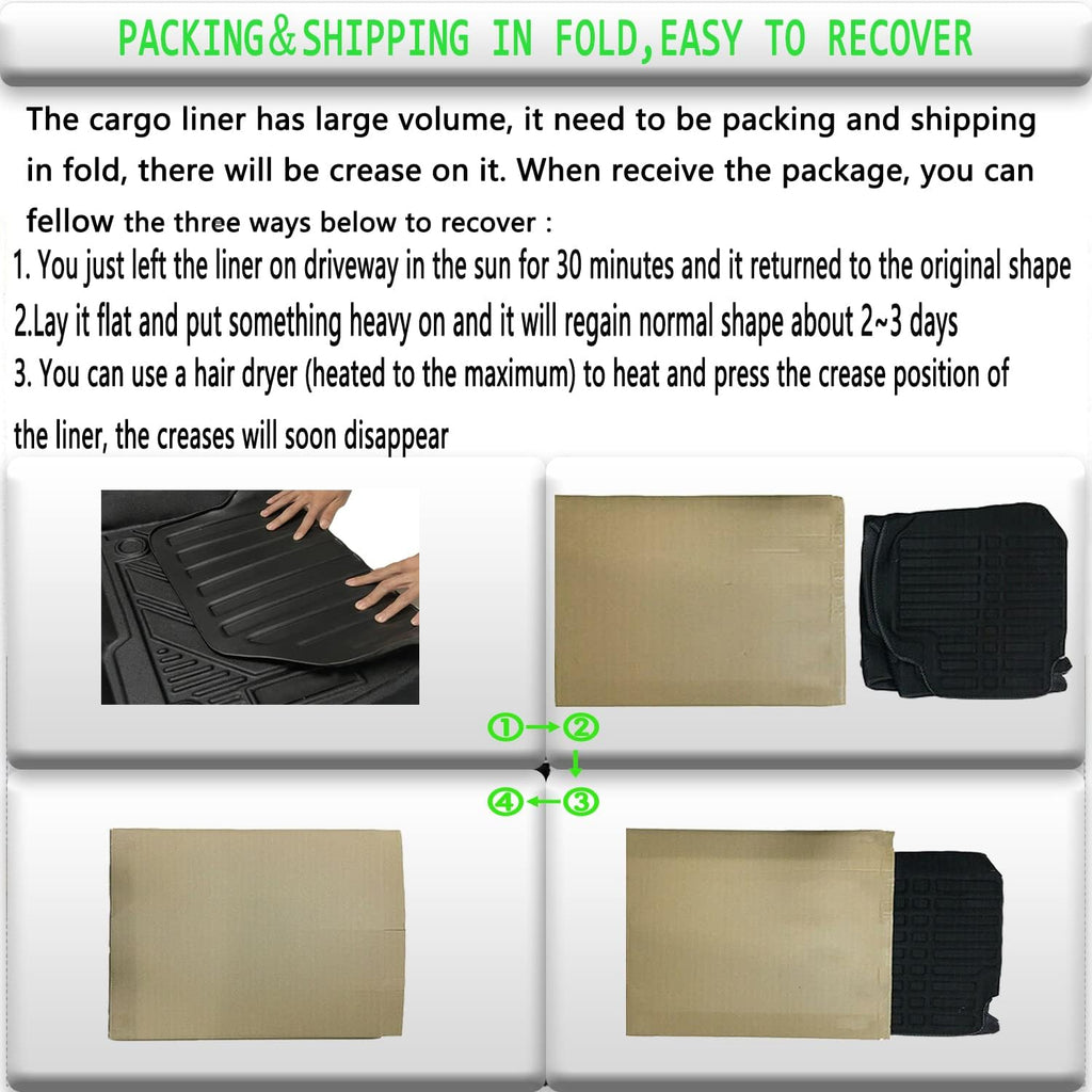 Black TPO Rear Cargo Liners Trunk Tray Mats for Tesla Model Y, Pack of 2 O23446