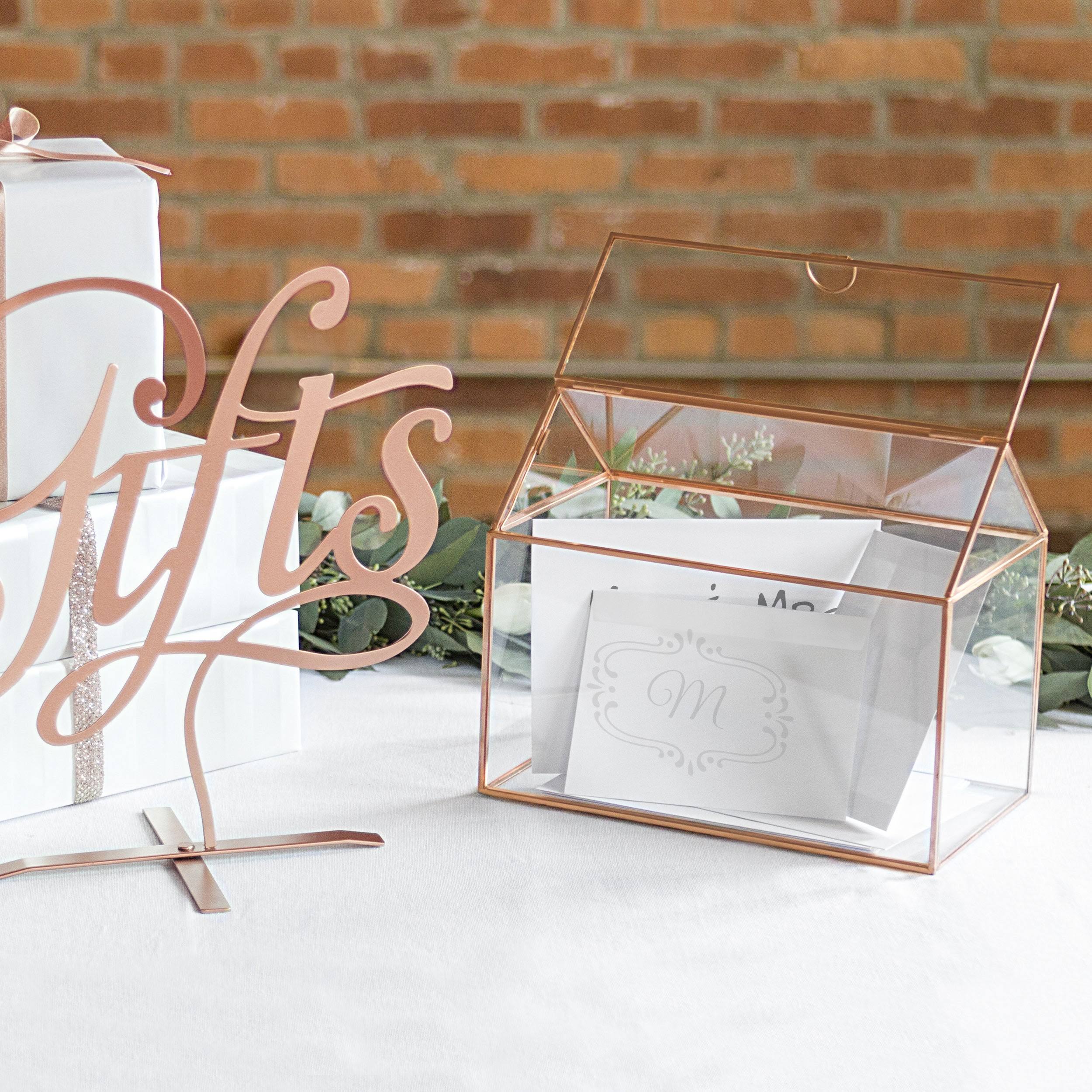 Personalized Glass Terrarium Card Holder R48946