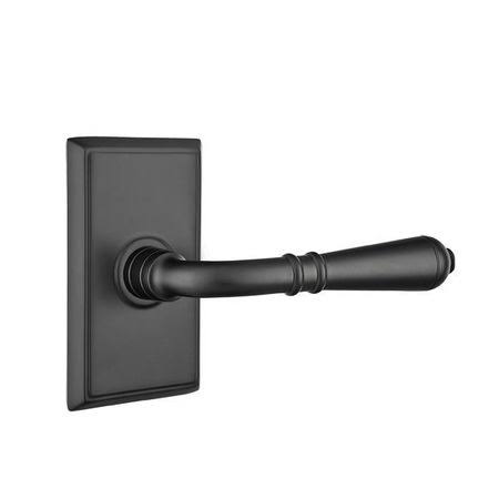 Flat Black Privacy Lever with Rectangular Rose A31810