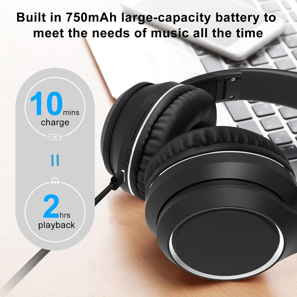 Black Bluetooth Over Ear Headphones with Mic T278