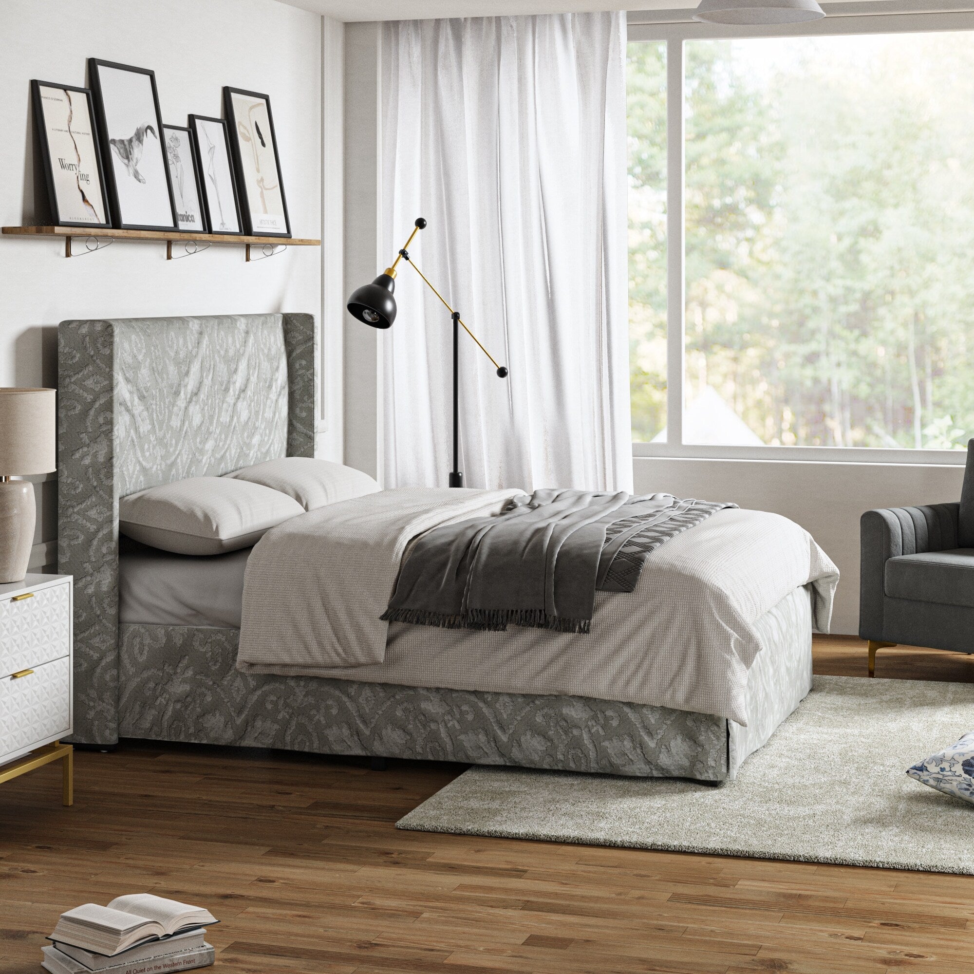 King Upholstered Bed with Washable Slipcover E350
