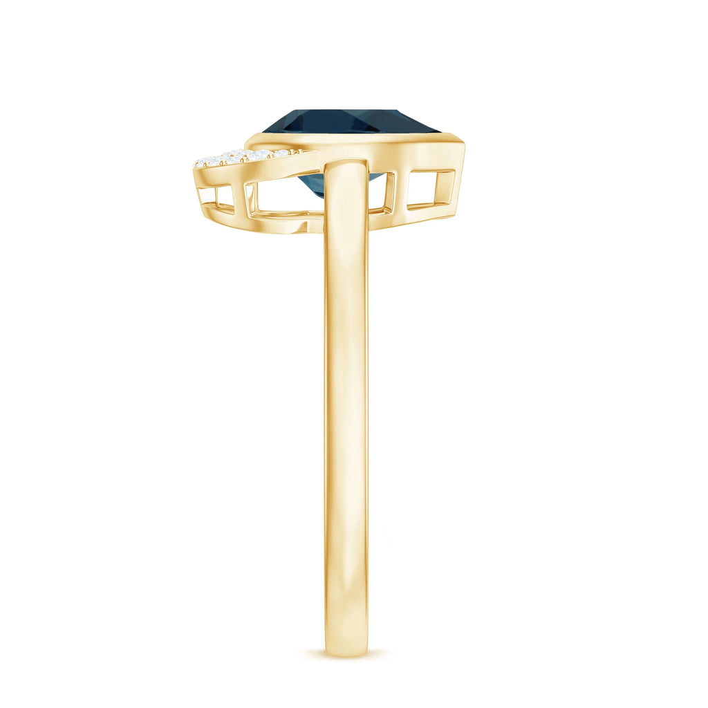 14K Yellow Gold Teardrop Ring with Diamond L87091