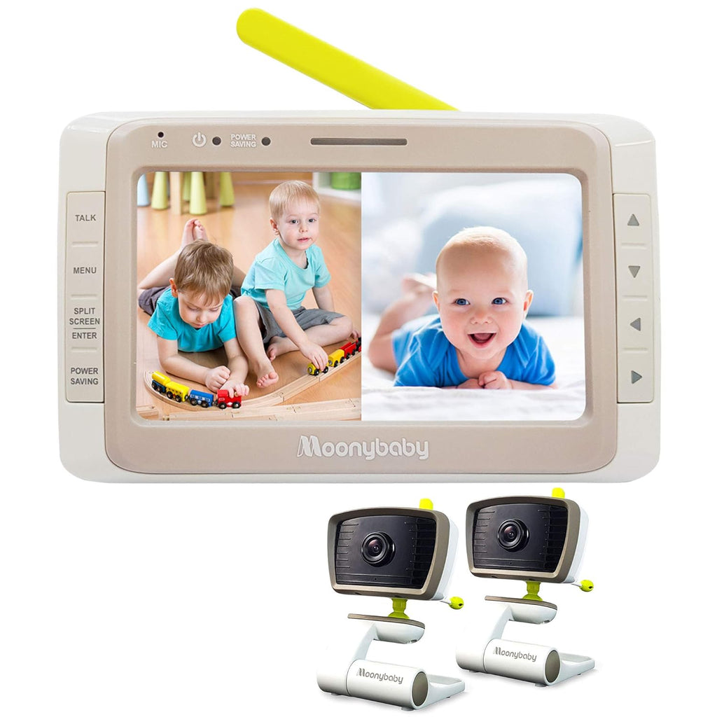 Split 50 Baby Monitor with 2 Cameras and Audio, No WiFi, Large Screen V88376