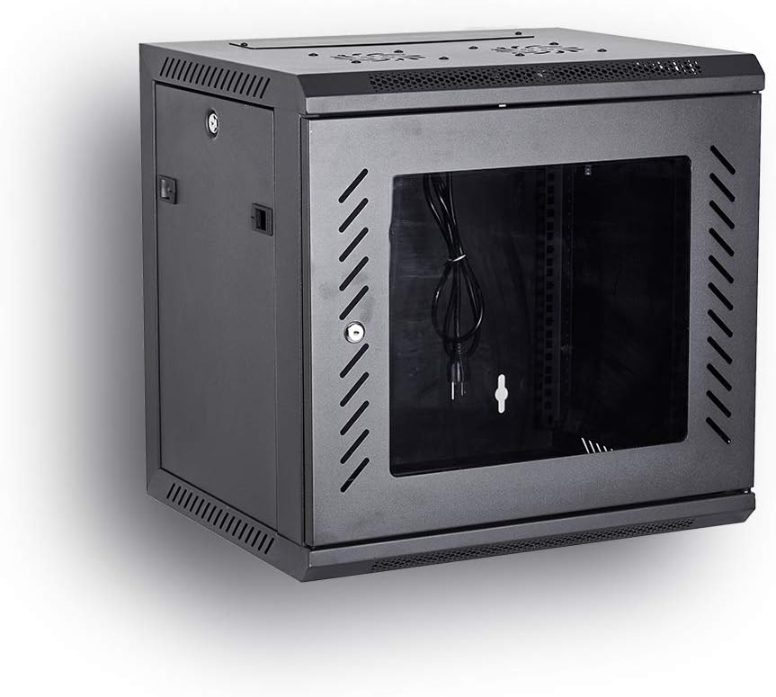 BLACK 06U 19-Inch Server Network Rack with Locking Glass Door T726488