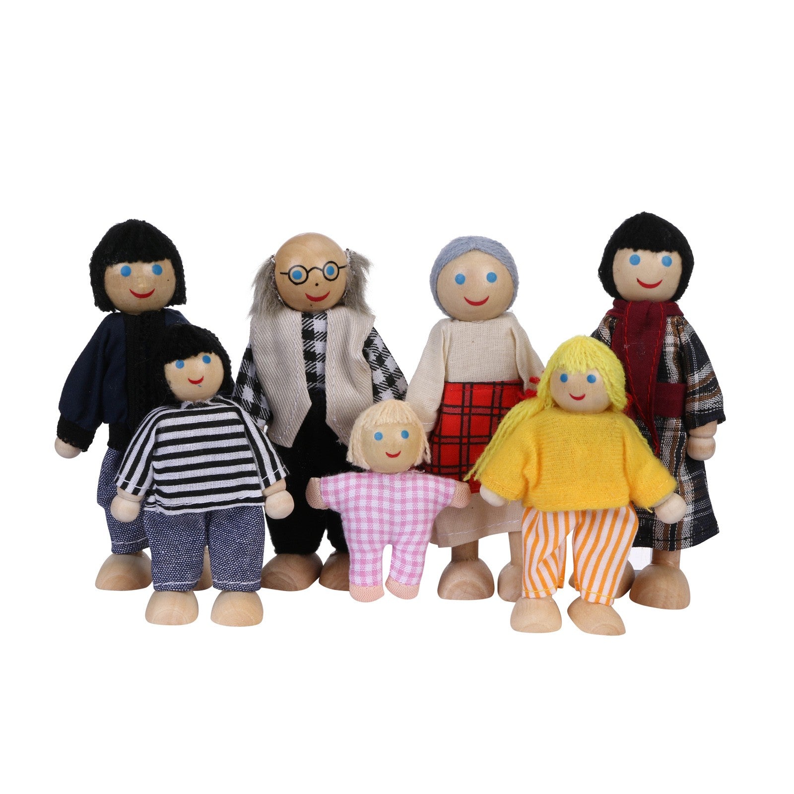 Wooden Dolls Family Playset Set of 7 Z5781