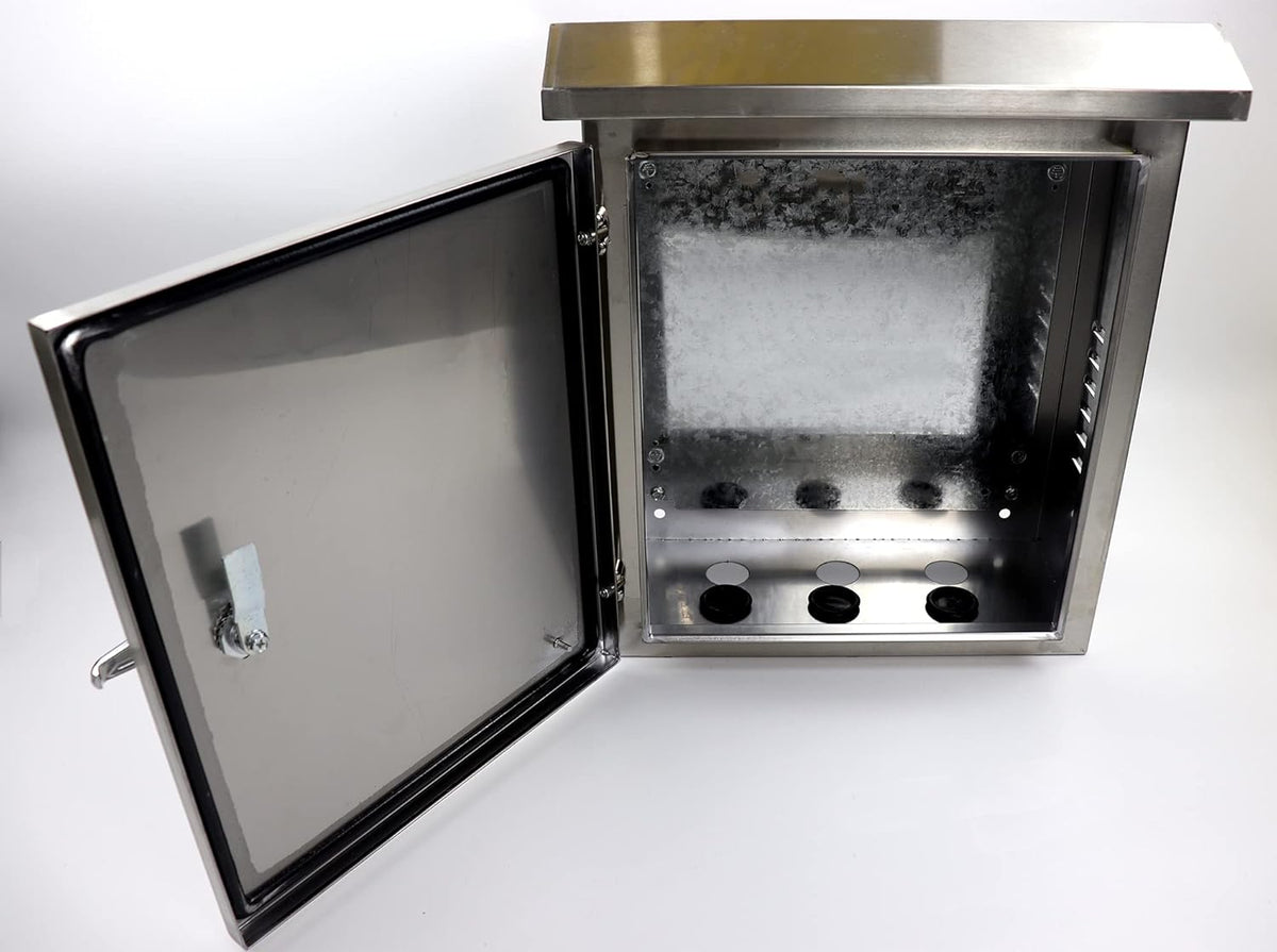 304 Stainless Steel Outdoor Electrical Enclosure Box 20 H x 16 W x 8 D with Mounting Plate K2625