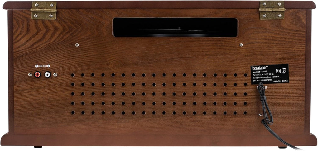 8-in-1 Natural Wood Turntable Stereo System with Bluetooth E374