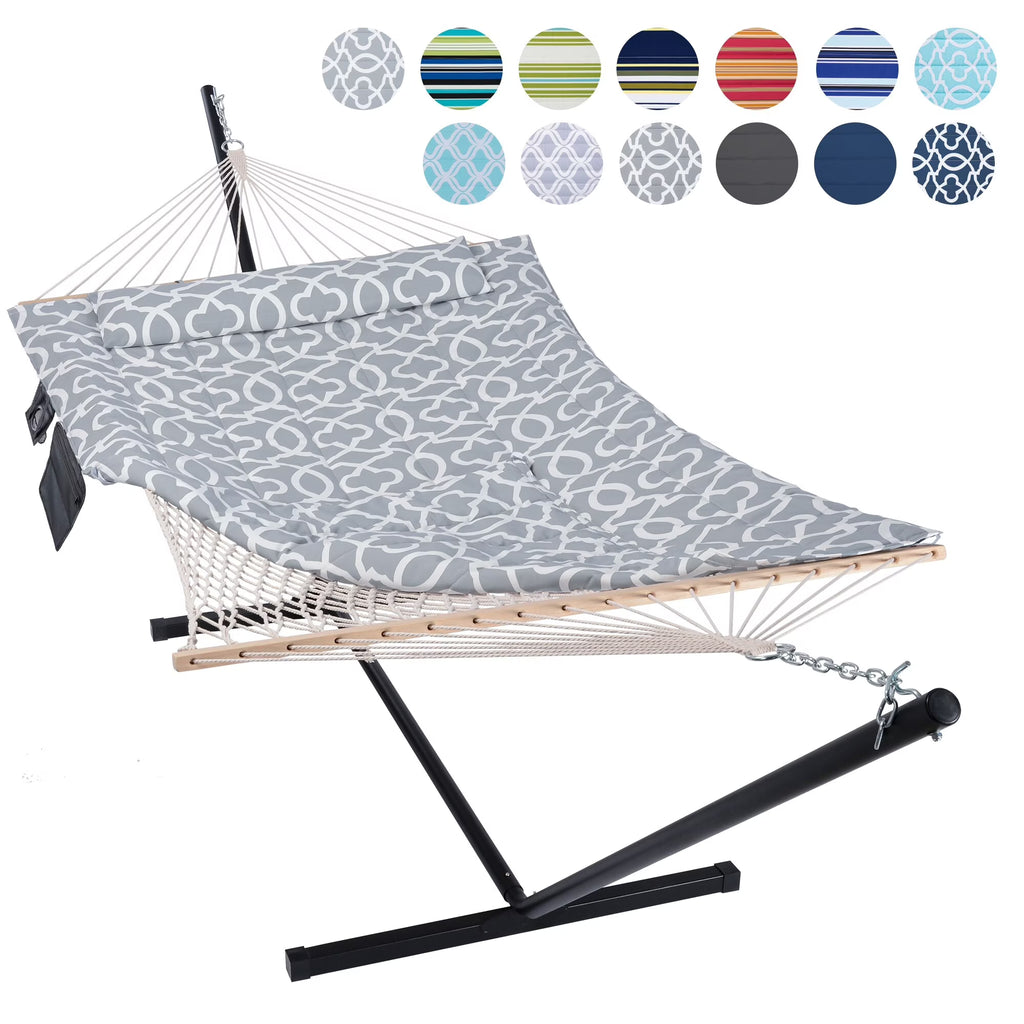 Double Cotton Rope Hammock with Stand R1054