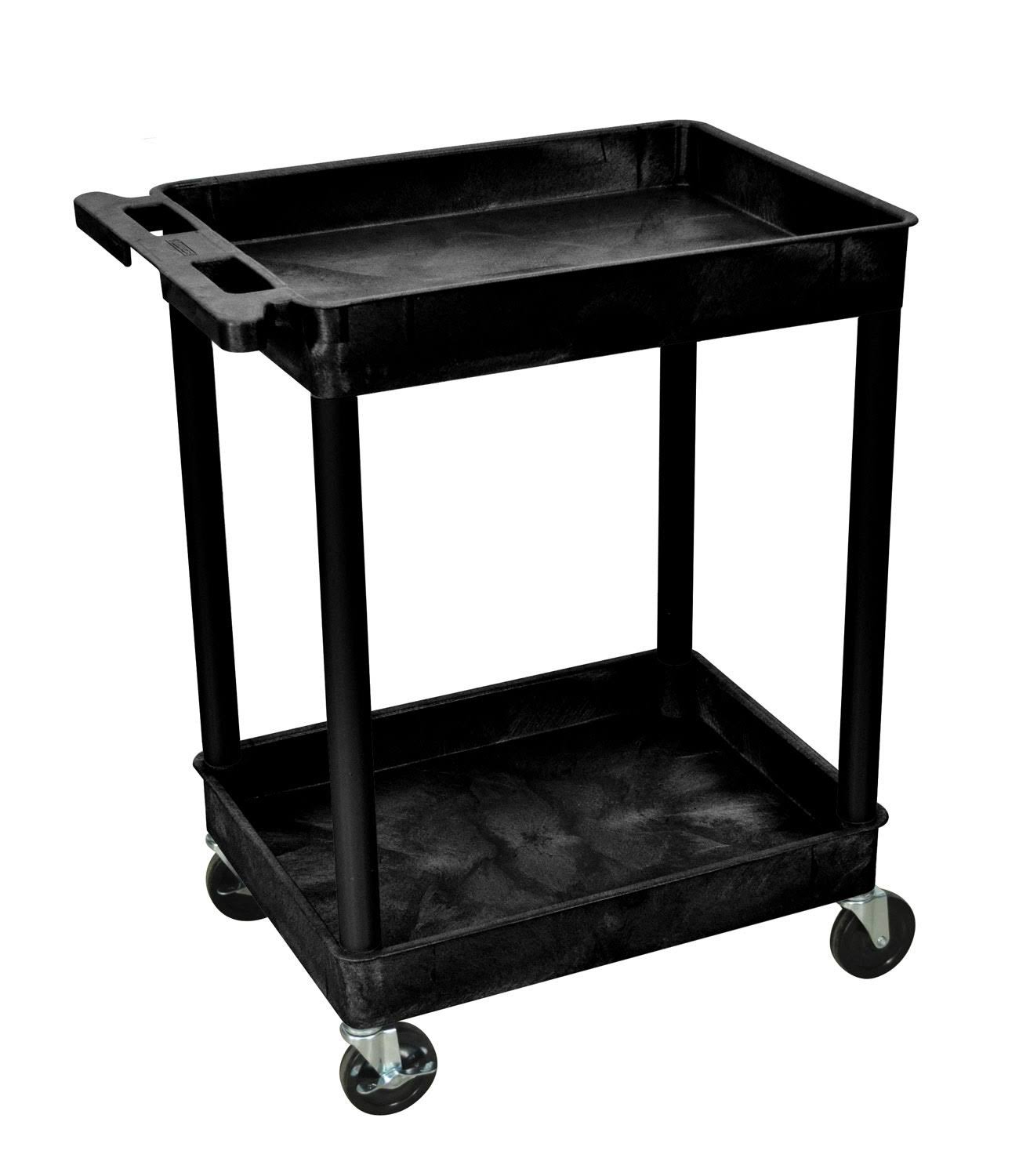 Black 2 Shelves Tub Utility Cart U5064