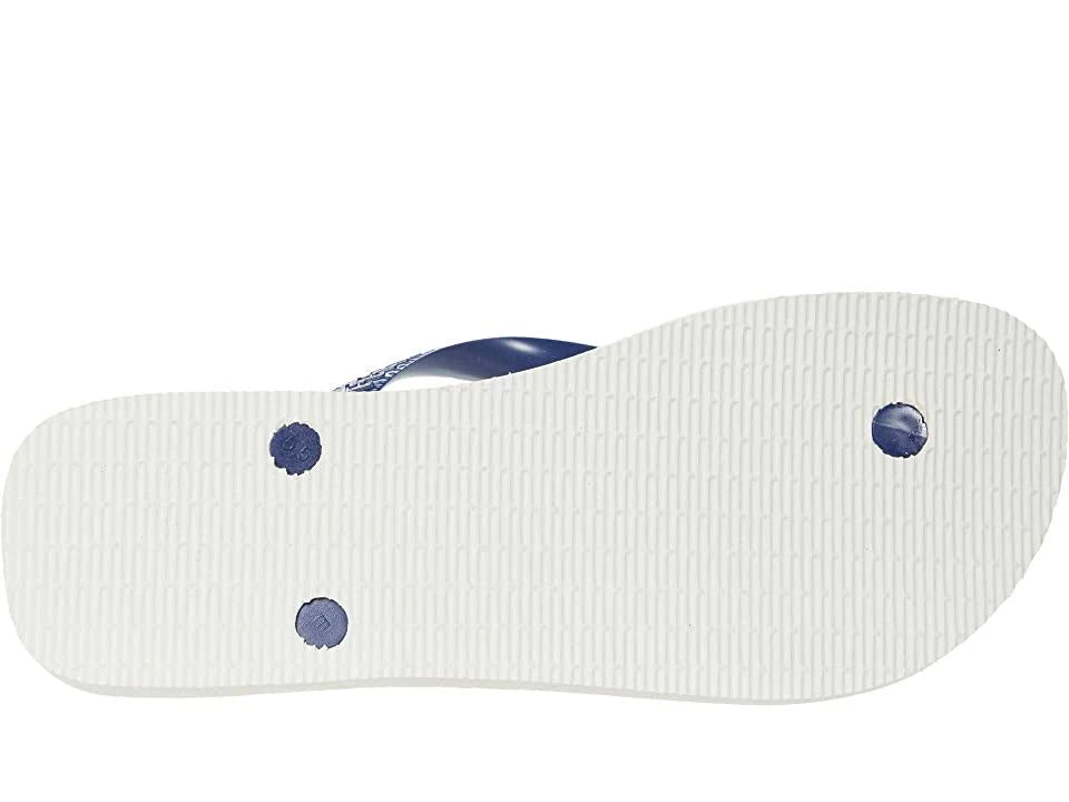 White/Navy Blue/White Flip Flops F694