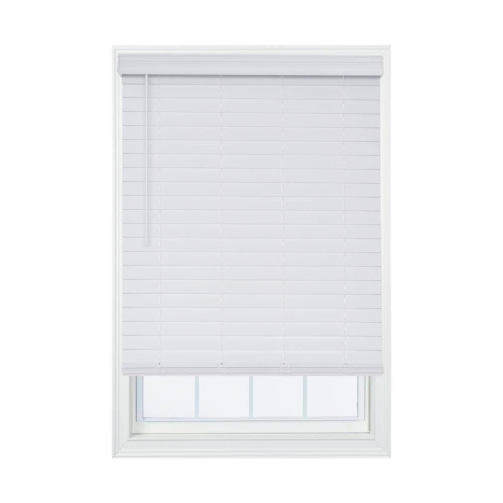 White Faux Wood Cordless Room Darkening Horizontal Blinds I162594