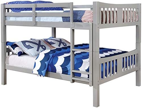 Twin Over Twin Wood Bunk Bed in Gray P457