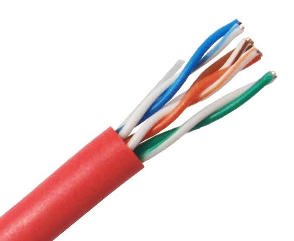Red 24 AWG 1000ft Cat5e Riser Bulk Ethernet Cable L6089