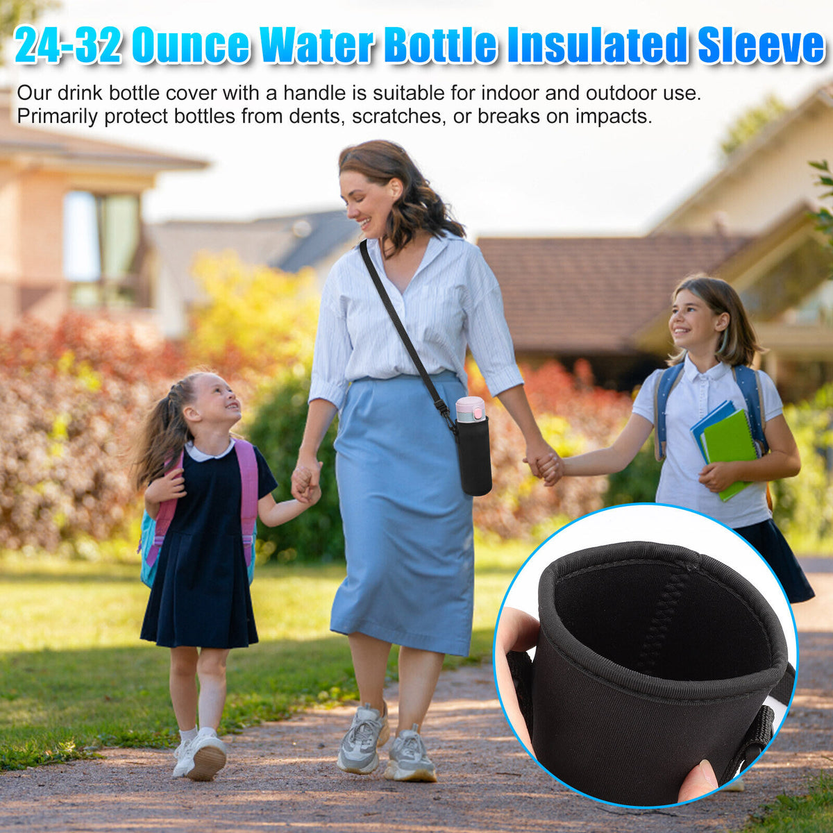 2Pcs Insulated Water Bottle Bags with Adjustable Shoulder Strap D268944