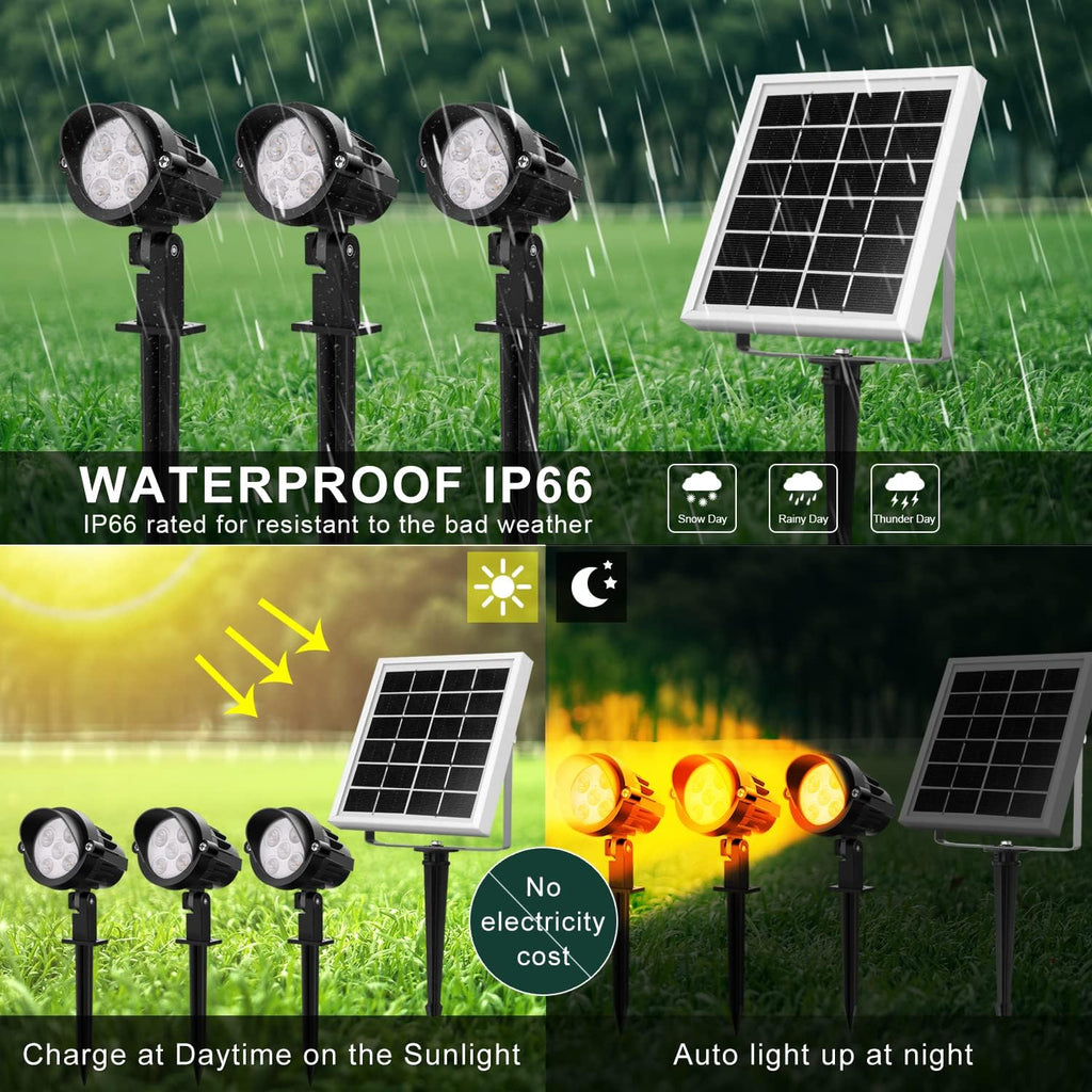 4-in-1 Solar Landscape Lights, IP66 Waterproof, 2700K/4000K/6000K W845361