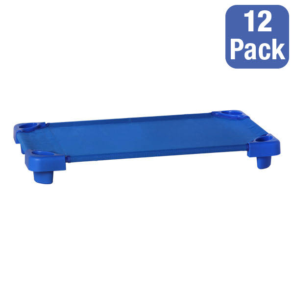 Blue Stackable Daycare Cot - Toddler (40 inch L) - Pack of 12 Cots H1160
