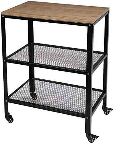3-Tier Rolling Serving Cart with Metal Frame, Rustic Brown Z8613