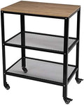 3-Tier Rolling Serving Cart with Metal Frame, Rustic Brown Z8613