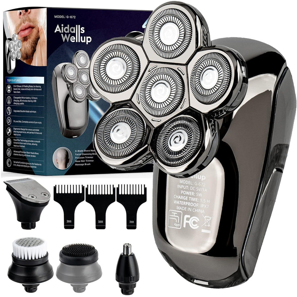 5-in-1 Electric Head Shaver for Men, Cordless and Rechargeable, Pack of 2 W855