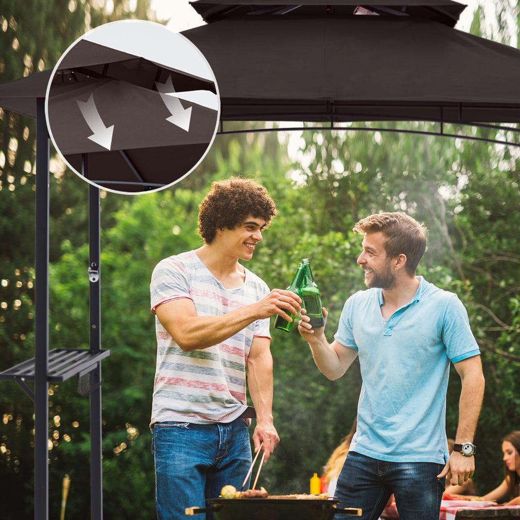 Brown Outdoor BBQ Grill Gazebo with LED Light O424592