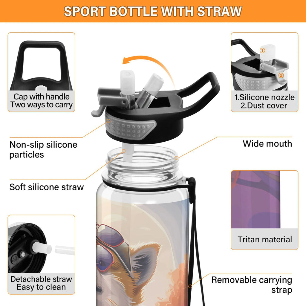 32oz Clear Tritan Sports Water Bottle with Straw U6931
