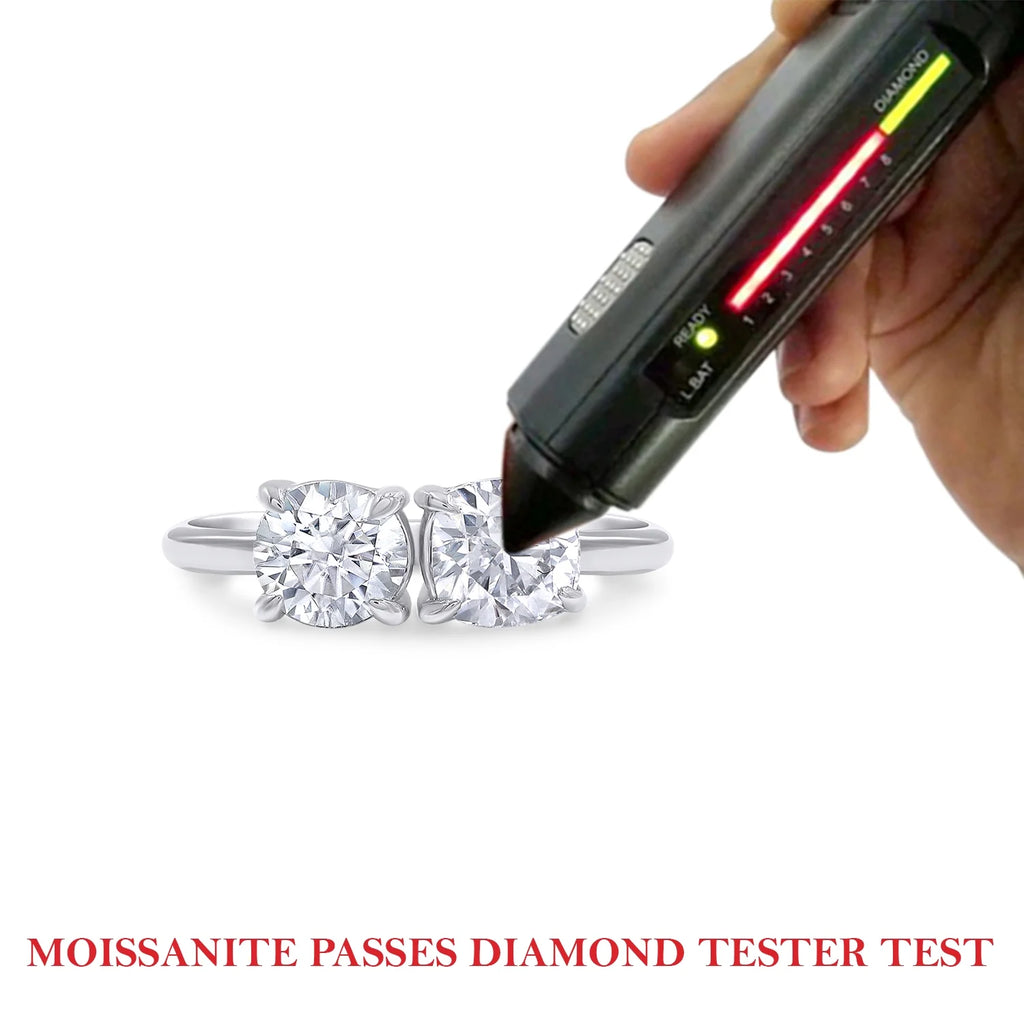14K White Gold Over Sterling Silver Moissanite 2-Stone Engagement Ring T9951