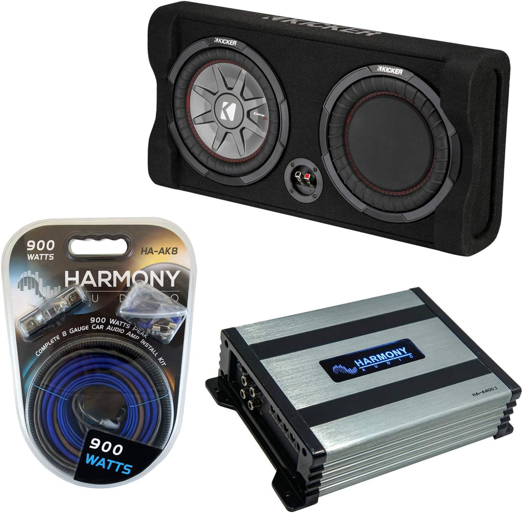 10 Thin Sub Box Passive Radiator Bundle with Amplifier & Amp Kit W420