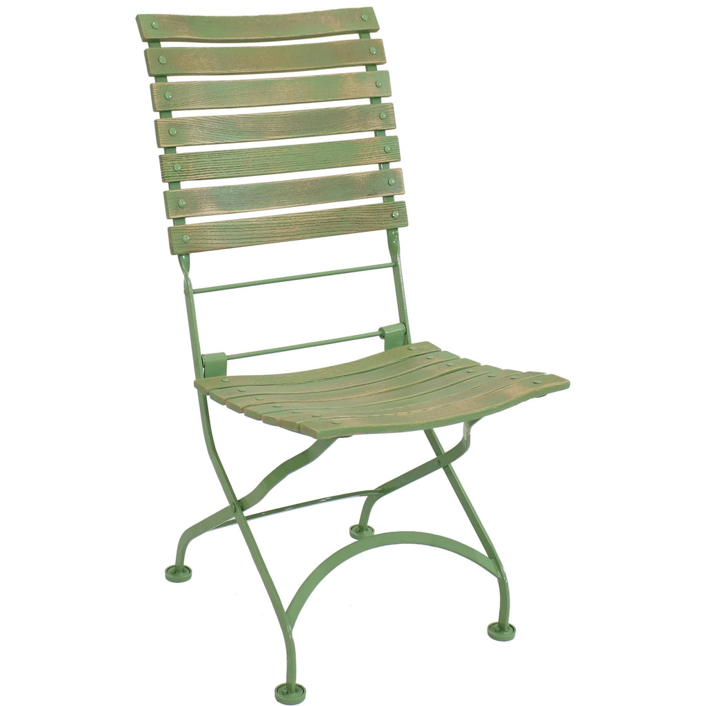 Green Folding Chestnut Wooden Chair Set of 4 V484