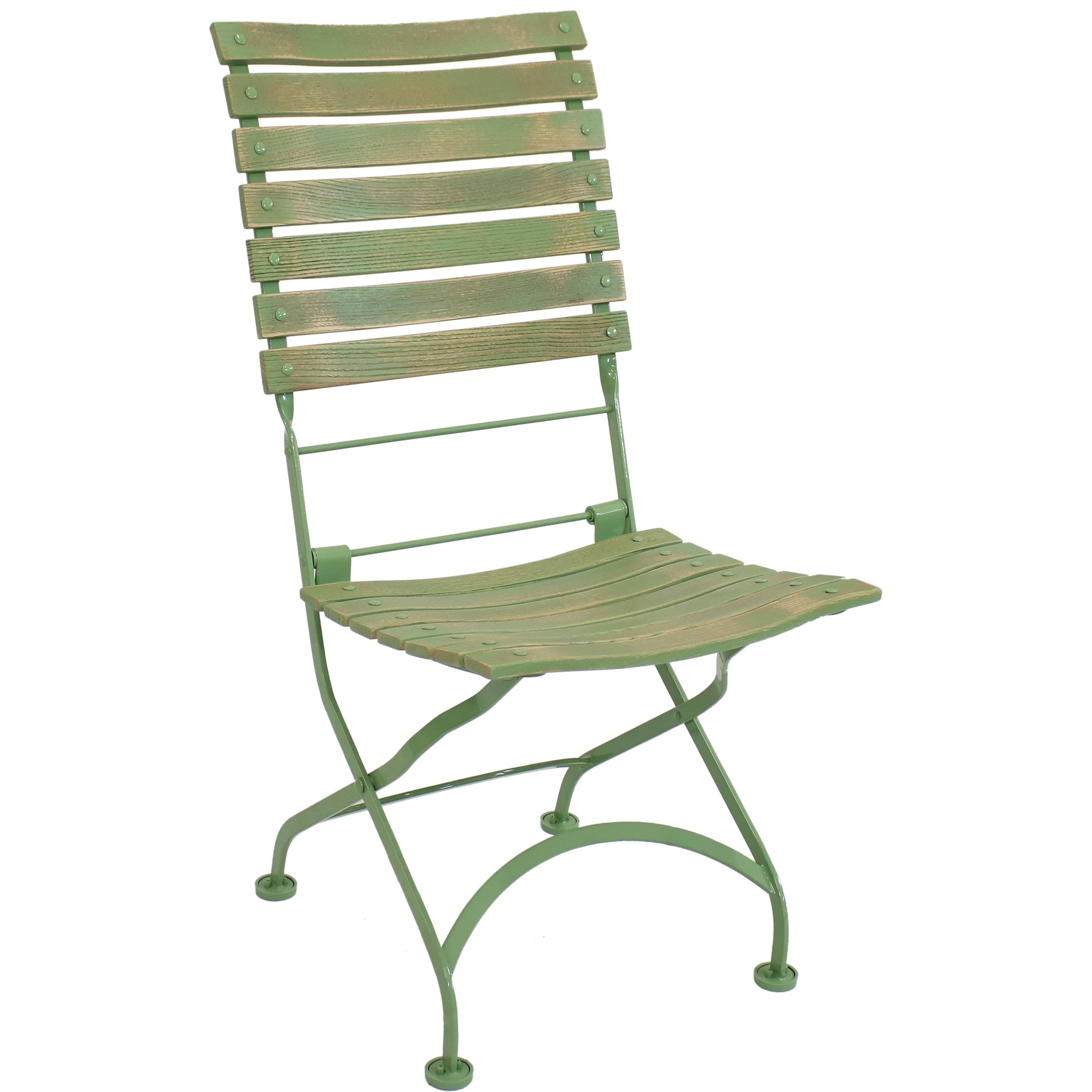 Green Folding Chestnut Wooden Chair Set of 4 V484